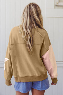 Ster Patch Kleurblok Sweatshirt - maat M Salie Groen