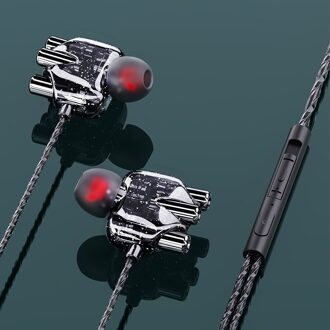 Stereo Bekabelde Oortelefoon Hoge Bass 6D Stereo In-Ear Oordopjes Oordopjes Sport Koptelefoon Voor Fitness Hardlopen Fietsen Auricular dubbele zwart