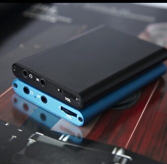Stereo Muziek Hoofdtelefoon Versterker Mini Oortelefoon Headset Audio Versterker 3.5Mm Jack Ingebouwde Batterij blauw