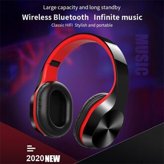 Stereo Oortelefoon Bluetooth Hoofdtelefoon Muziek Headset Fm Ondersteuning Sd-kaart Met Mic Voor Mobiele Xiaomi Iphone Sumsamg rood