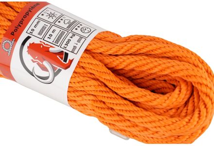 Sterk Touw Paraloc - Gedraaid Polypropyleen - Uv-bestendig - 10mm X 10m - Oranje