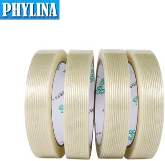 Sterke Glasvezel Tape Voor Vaste Wikkelen Kronkelende Transparant Gestreepte Single Side Adhesive Industriële Strapping Verpakking Seal 8mm x 20m
