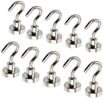 Sterke Magnetische Opknoping Haken Zware Power Neodymium Magneten Haak D16mm Houden 80 £ Thuis Keuken Muur Haak Hanger 10stk