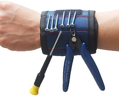 Sterke Magnetische Polsband Verstelbare Polssteun Bands Voor Schroeven Nagels Noten Bouten Boor Holder Tool Riem HY99 Blauw