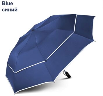 Sterke Wind Slip 110cm Opvouwbare Paraplu Mannen Vrouwen Regen 8K Parasol Grote Gentleman Business Draagbare Lange Handvat Paraplu blauw