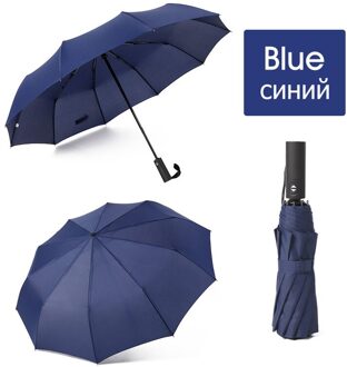 Sterke Wind Slip 3 Opvouwbare Automatische Paraplu Mannen Parasol Vrouwen Regen 12 Ribben Grote Paraplu Relatiegeschenk Draagbare Paraguas Blauw