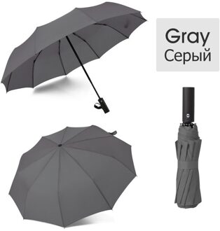 Sterke Wind Slip 3 Opvouwbare Automatische Paraplu Mannen Parasol Vrouwen Regen 12 Ribben Grote Paraplu Relatiegeschenk Draagbare Paraguas Grijs