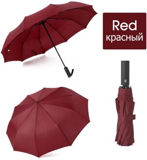 Sterke Wind Slip 3 Opvouwbare Automatische Paraplu Mannen Parasol Vrouwen Regen 12 Ribben Grote Paraplu Relatiegeschenk Draagbare Paraguas Rood
