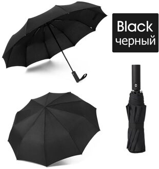 Sterke Wind Slip 3 Opvouwbare Automatische Paraplu Mannen Parasol Vrouwen Regen 12 Ribben Grote Paraplu Relatiegeschenk Draagbare Paraguas zwart