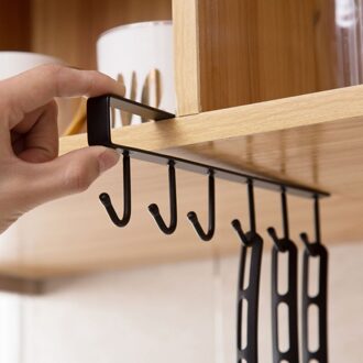 Sterker Gratis Van Punch Opslag Plank Opknoping Cap Papier Planken Keuken Ijzer Multifunctionele Hanger - 1 Stuk zwart