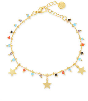 Sterling Zilver 925 Armband met Veelkleurige Hydrothermale Kwarts Afgewerkt in 18K Geel Goud - Beos - maat