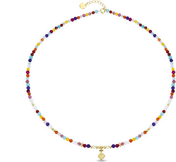 Sterling Zilver 925 collier met Veelkleurig Kristal afgewerkt in 18K geelgoud - Nymox - One Size