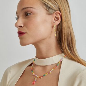 Sterling Zilver 925 collier met Veelkleurige Zirkonia afgewerkt in 18K geelgoud - Ruane - maat