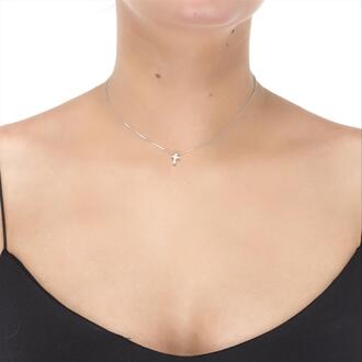 Sterling Zilver 925 Ketting met Gerhodineerd Briljant Zirkonia - Sharra Wit