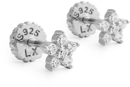 Sterling Zilver 925 Oorbellen met Gerhodineerd Briljant Zirkonia - Anba Wit