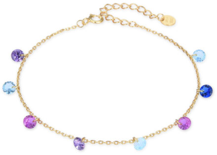 Sterling zilveren 925 armband met Multicolour Zirkonia afgewerkt in 18K geel goud - Rolcon Veelkleurig