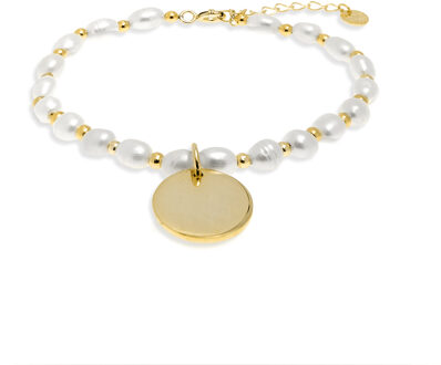 Sterling zilveren 925 armband met witte parel afgewerkt in 18K geel goud - Mahi