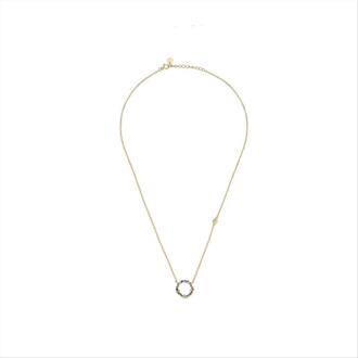 Sterling zilveren 925 collier met veelkleurige zirkonia afgewerkt in 18K geelgoud - Thilak - One Size