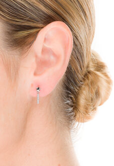 Sterling zilveren 925 oorbellen met gerhodineerde briljant zirkonia - Nelan Wit - One Size