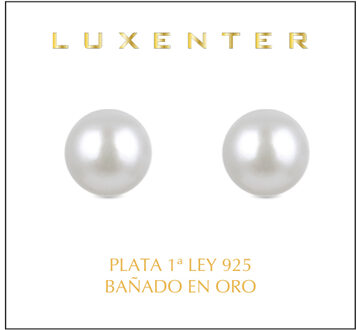 Sterling zilveren 925 oorbellen met witte parel afgewerkt in 18K geelgoud - Basic - One Size