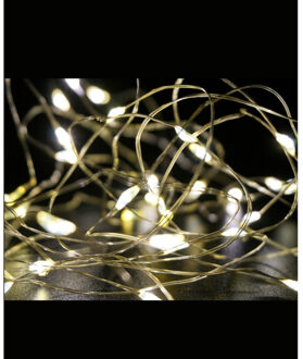 Stern Fabrik 2x draadverlichting - zilver- 30 led lampjes - warm wit - batterij - 100 cm