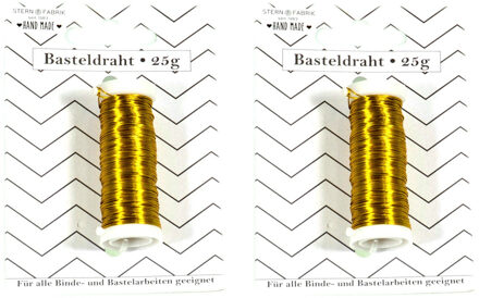 Stern Fabrik Binddraad/wikkeldraad - 2x rolletjes - goud - 50 m x 0,35 mm - hobbydraad/bloemendraad