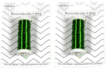 Stern Fabrik Binddraad/wikkeldraad - 2x rolletjes - groen - 50 m x 0,35 mm - hobbydraad/bloemendraad