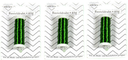 Stern Fabrik Binddraad/wikkeldraad - 3x rolletjes - groen - 50 m x 0,35 mm - hobbydraad/bloemendraad