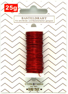 Stern Fabrik Binddraad/wikkeldraad - op rol - rood - 50 m x 0,35 mm - hobbydraad/bloemendraad