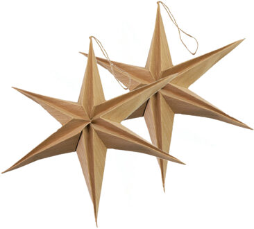 Stern Fabrik decoratie kerststerren- 2x -bruin -29 cm - eco -papier - Kerststerren