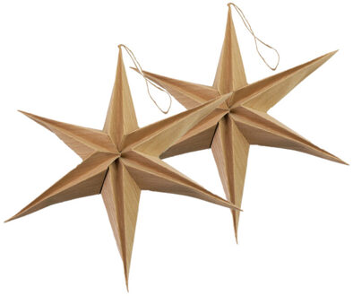 Stern Fabrik decoratie kerststerren -2x - bruin - 40 cm - eco -papier - Kerststerren