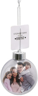 Stern Fabrik DIY foto/fotolijst kerstbal -kunststof -transparant -8 cm - Kerstbal