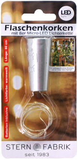 Stern Fabrik Flesverlichting kurk met lichtsnoer - zilver - LED - 80 cm - bottle lights - wijnfles