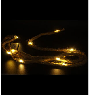 Stern Fabrik jute lichtsnoer - 2x st - 10 leds - warm wit - 150 cm - Lichtsnoeren