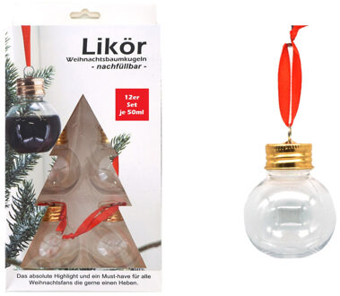 Stern Fabrik kerstballen - vulbaar -likeur/vloeistof - 12x - 50ml -6cm - Kerstbal Transparant