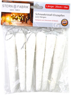Stern Fabrik Kersthangers ijspegels - 12x stuks - wit - 12 cm - kunststof - sneeuw versiering