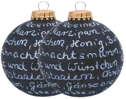 Stern Fabrik Krijt/krijtbord kerstbal - 2x - incl. krijtje - 8 cm - kunststof - beschrijfbaar