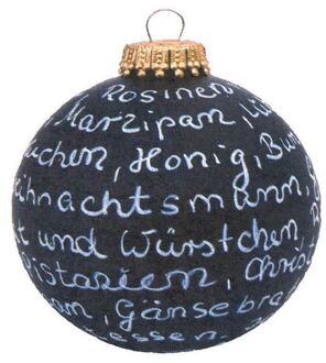 Stern Fabrik krijt/krijtbord kerstbal - met krijtje - 8 cm - kunststof - Kerstbal Zwart