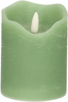 Stern Fabrik LED kaars/stompkaars - mintgroen - D7,5 x H10 cm - timer - 3D vlam