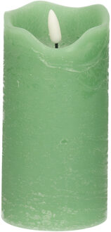 Stern Fabrik LED kaars/stompkaars - mintgroen - D7,5 x H15 cm - timer - 3D vlam