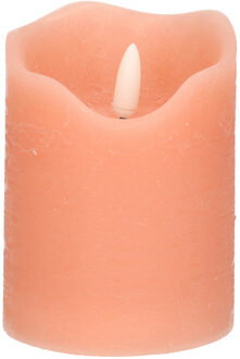 Stern Fabrik LED kaars/stompkaars - roze - D7,5 x H10 cm - timer - 3D vlam