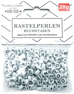 Stern Fabrik Letterkralen - 160x - wit - 6 mm - kunststof - alfabet knutselkralen