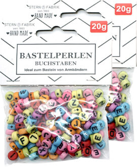 Stern Fabrik Letterkralen - 320x - gekleurd - 6 mm - kunststof - alfabet knutselkralen