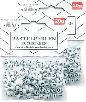 Stern Fabrik Letterkralen - 320x - wit - 6 mm - kunststof - alfabet knutselkralen