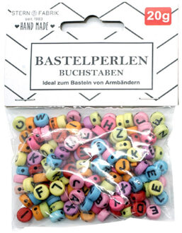 Stern Fabrik Letterkralen setje - 160x - gekleurd - 6 mm - kunststof - alfabet knutselkralen