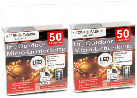 Stern Fabrik lichtdraad zilverdraad 50 leds - 2x - warm wit - 500 cm - Lichtsnoeren