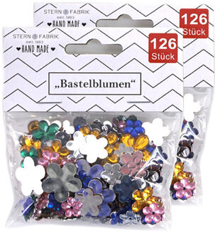 Stern Fabrik Strass stenen - bloem - 252x - gekleurd - knutsel/decoratie