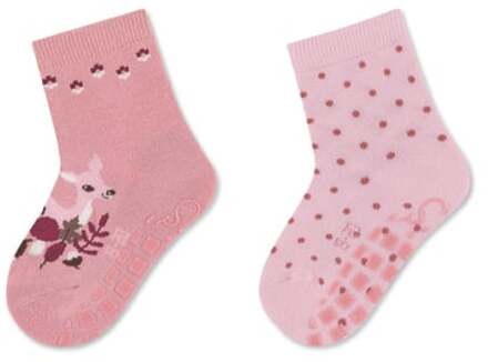 Sterntaler ABS sokken dubbel pak fawn en polka dots roze Roze/lichtroze - 19/20