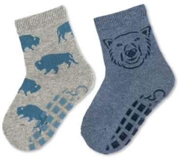 Sterntaler ABS sokken dubbelpak bizon / ijsbeer lichtgrijs - 17/18