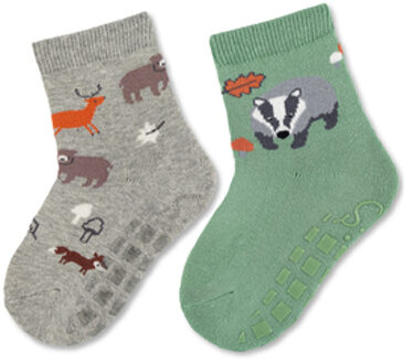 Sterntaler ABS sokken dubbelpak dieren lichtgrijs